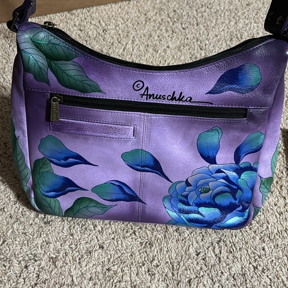 Anuschka Medium Shoulder Hobo - Precious Peony Eggplant - Picture 9 of 12